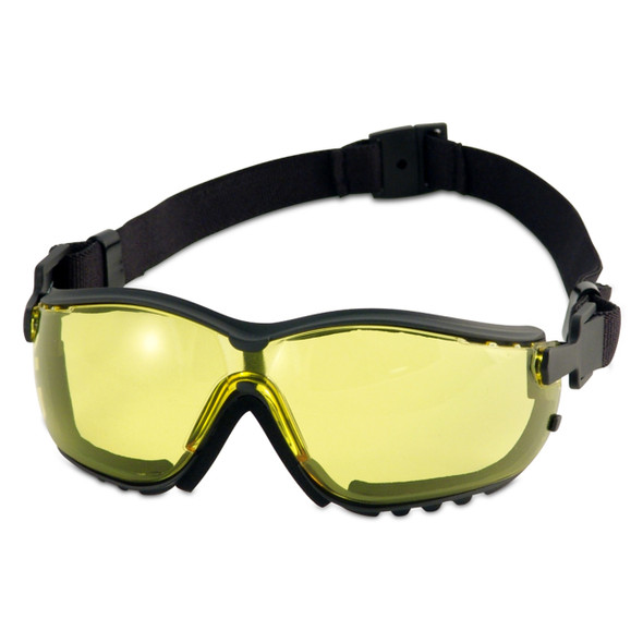 Pyramex V2G Foam Padded Sealed Safety Glasses - Amber H2X Anti-Fog Lens - Black Strap