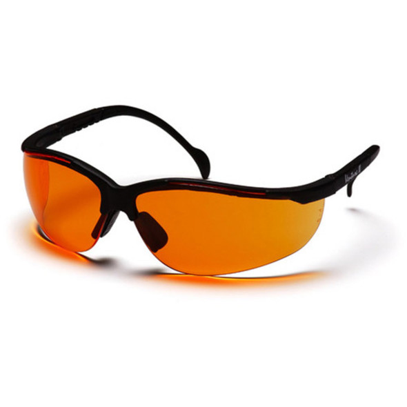Pyramex Venture II Safety Glasses - Orange Lens - Black Frame