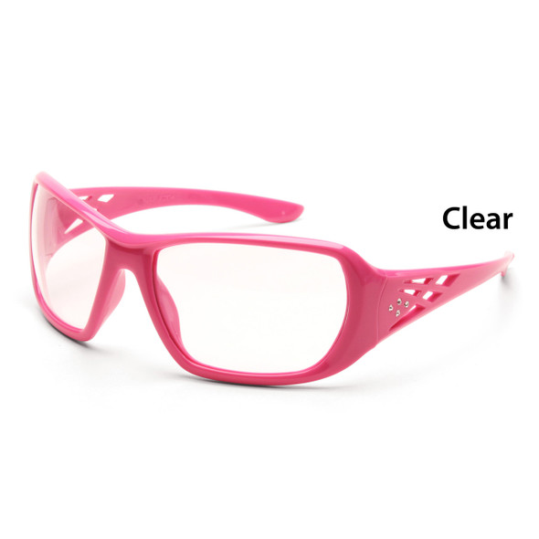 Clear Girl Power at Work Women's Rose Safety Glasses - Pink Frame