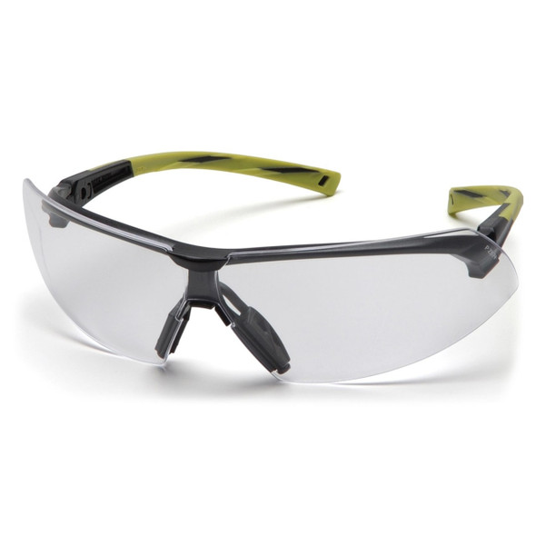 Pyramex Onix Safety Glasses - Clear H2X Anti-Fog Lens - Hi Vis Green Frame