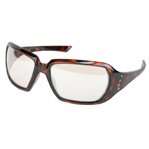 MCR Safety Crews 2 Women's Tortoise Shell Frame Safety Glasses - Indoor/Outdoor Mirror Lens - CR1229