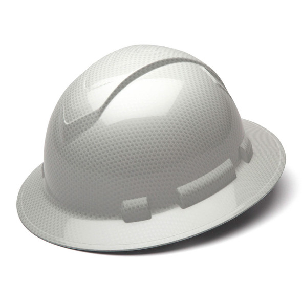 Pyramex Ridgeline Full Brim Hard Hat 4-Point Ratchet Suspension - HP54116S - White Graphite