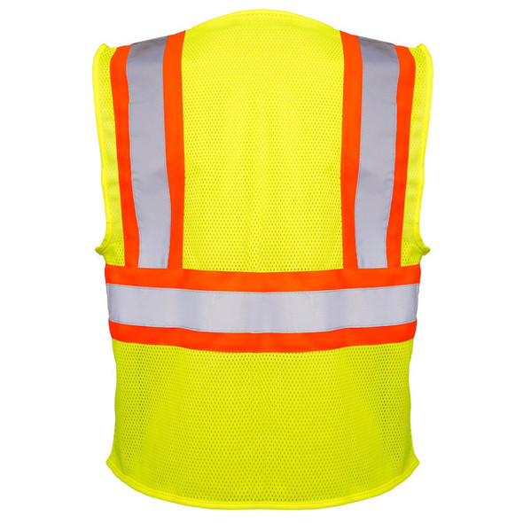 Rugged Blue Type R Class 2 High-Vis Two-Tone Mesh Safety Vest - High Vis Yellow