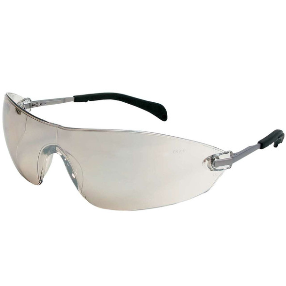 Crews Blackjack Elite Safety Glasses with  Chrome Frame and Indoor/Outdoor Clear Mirror Lens