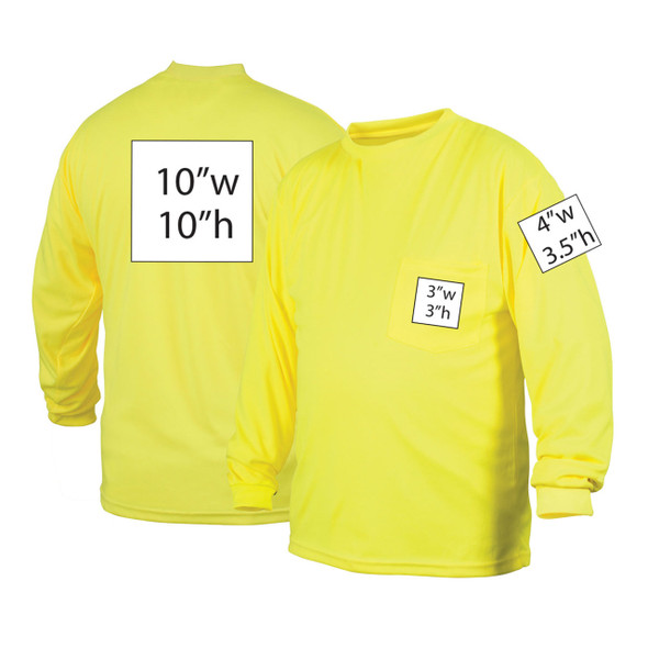 Custom Pyramex RLTS31NS High-Vis Long Sleeve T-Shirt - High Vis Lime Green