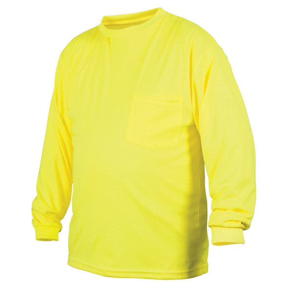Custom Pyramex RLTS31NS High-Vis Long Sleeve T-Shirt - High Vis Lime Green