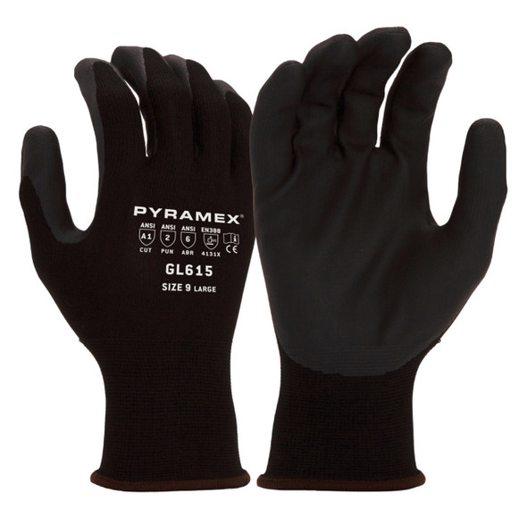 Pyramex Safety GL615 Black A1 Cut Micro-Foam Nitrile Dipped Gloves - Single Pair