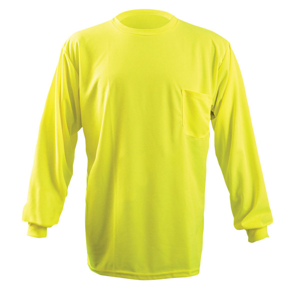 High Vis Yellow OccuNomix Long Sleeve Wicking Birdseye T-Shirt W/Pocket - LUX-XLSPB