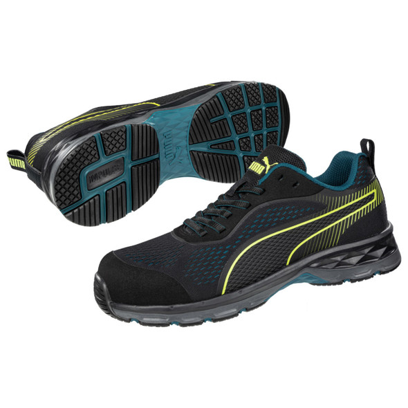 Puma Safety Women's W-Motion Protect Fuse Knit Low 2.0 Black & Lime EH Composite Toe Shoes - 643935