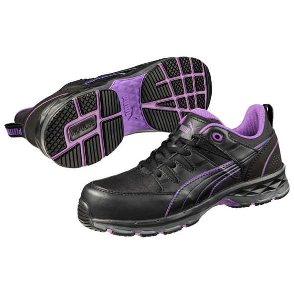 Puma Safety Women's W-Motion Protect Stepper Low 2.0 Black & Lavender EH Composite Toe Shoes - 643955