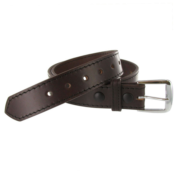 Boston Leather 1.5" Stitched Off Duty Leather Belt, USA Made - 6582ST