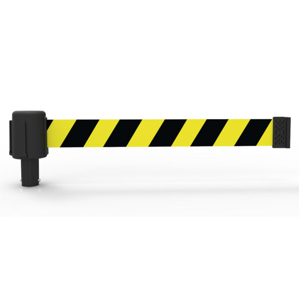 Banner Stakes 15' Long Retractable Barrier Belt, Yellow/Black Diagonal Stripe; Pack of 5 - PL4041