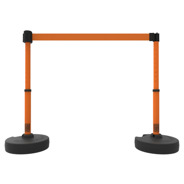 Banner Stakes 15' Barrier System with 2 Bases, Posts, Stakes and 1 Retractable Belt; Blank Orange - PL4203