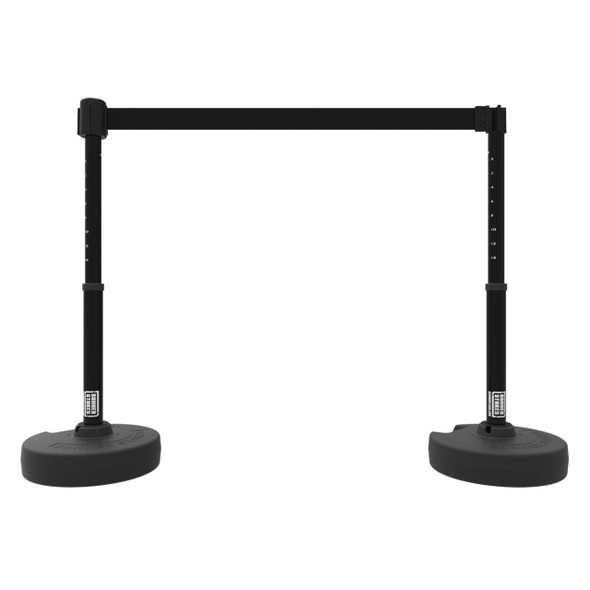 Banner Stakes 15' Barrier System with 2 Bases, Posts, Stakes and 1 Retractable Belt; Blank Black - PL4204