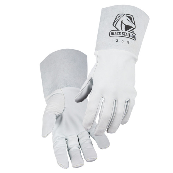 Black Stallion 25G Pearl White Grain Goatskin TIG Welding Gloves - Single Pair