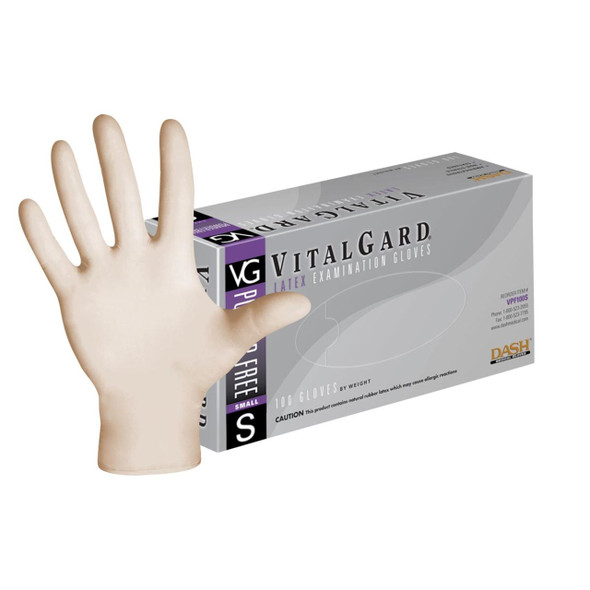 Dash VitalGard Latex Exam Gloves - Natural - 4.7 mil - Case of 1000