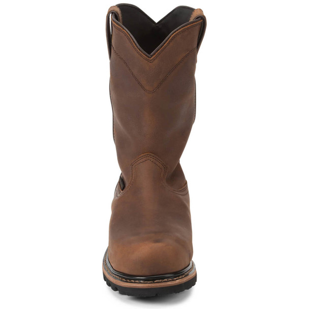 Justin Men's Pulley 10" Brown Waterproof EH MetGuard Composite Toe Boots - WK4630