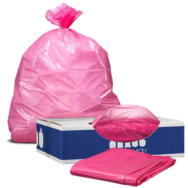 32-33 Gallon Trash Bags - Pink, 100 Bags - 1.5 Mil