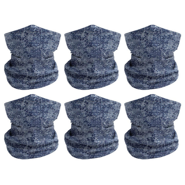 Rugged Blue 6 Pack Denim Multipurpose Neck Gaiter Bandana Face Mask Sunscreen Face Cover with Filter Pocket