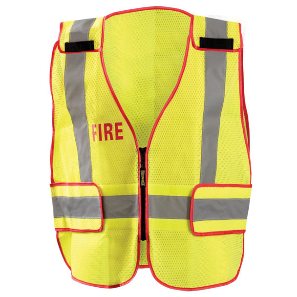Custom OccuNomix Type P/R Class 2 High-Vis Fire Mesh Public Safety Vest - LUX-PSF-DOR