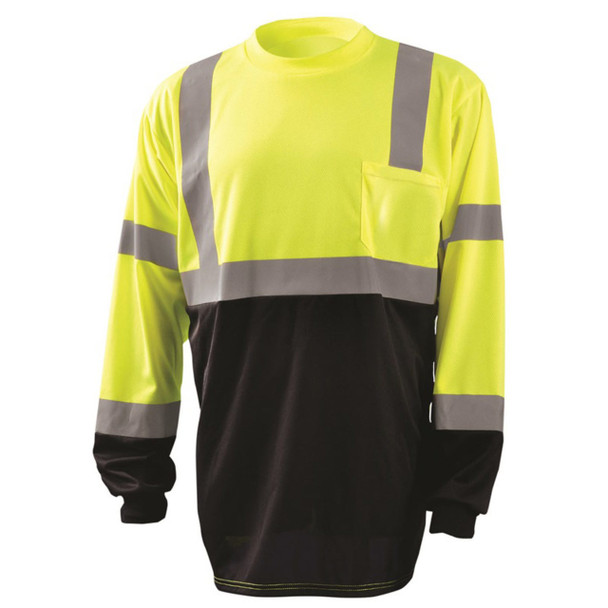 High-Viz Yellow OccuNomix Hi-Vis Black Bottom Long Sleeve T-Shirt - LUX-LSETPBK