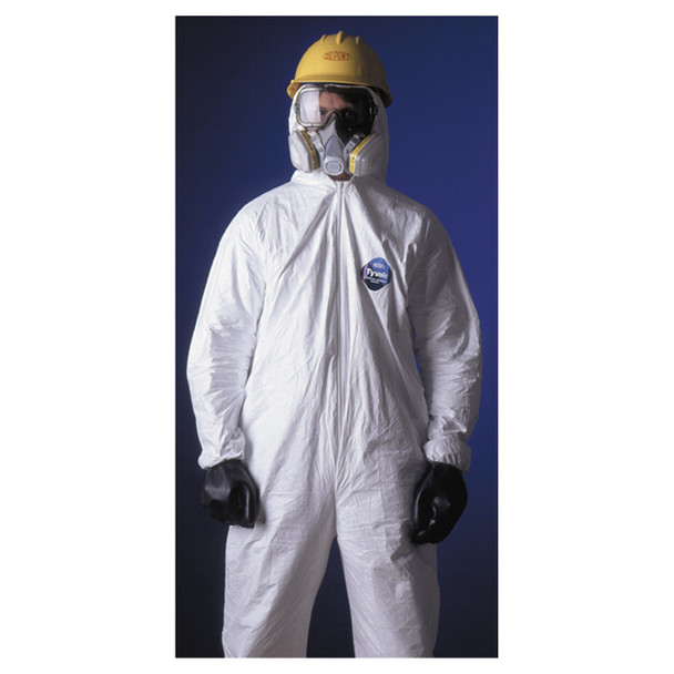 Dupont Hooded and Booted Tyvek Coverall Suit with Elastic Wrists - TY122SWH - Sizes M, L, XL, 2XL