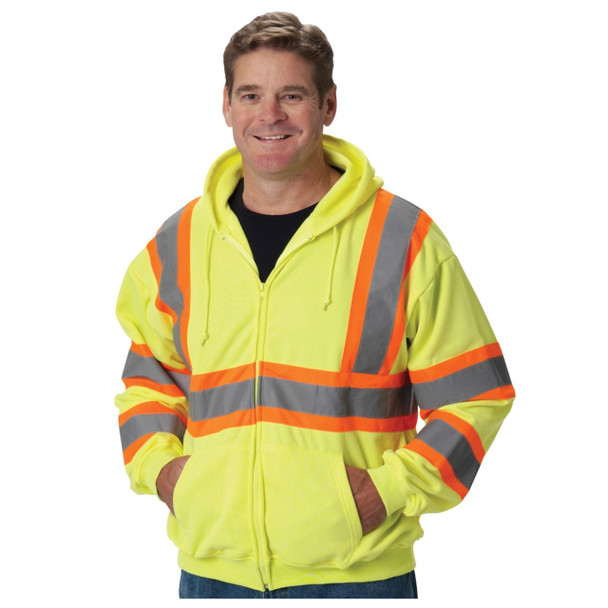 High-Vis Type R Class 3 Two-Tone Hooded Zip Sweatshirt - 323-HSSPLY