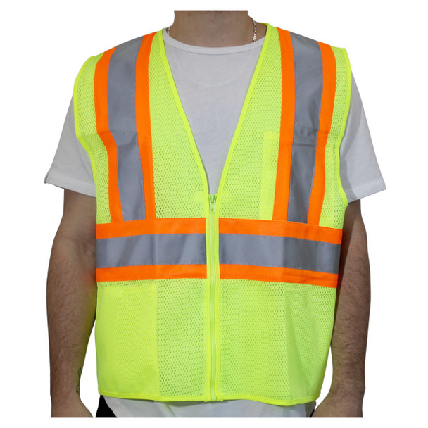 Rugged Blue Type R Class 2 High-Vis Two-Tone Mesh Safety Vest - High Vis Yellow