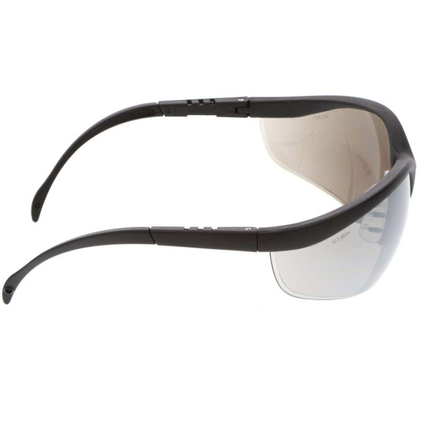 MCR Klondike KD1 Series Safety Glasses - Black Frame - Silver Mirror Lens