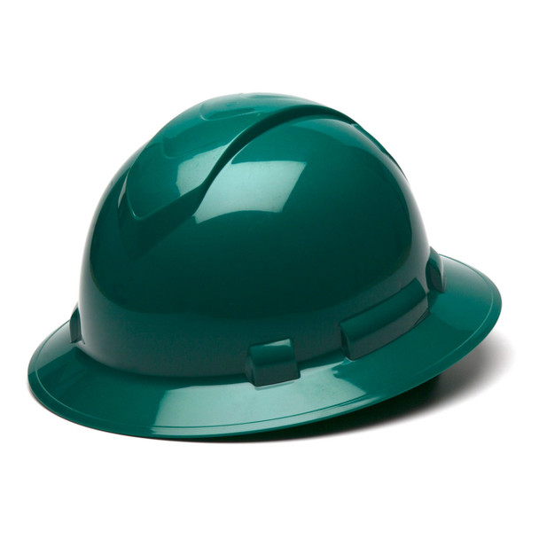 Green Pyramex Ridgeline Full Brim 4-Point Ratchet Hard Hat - HP541
