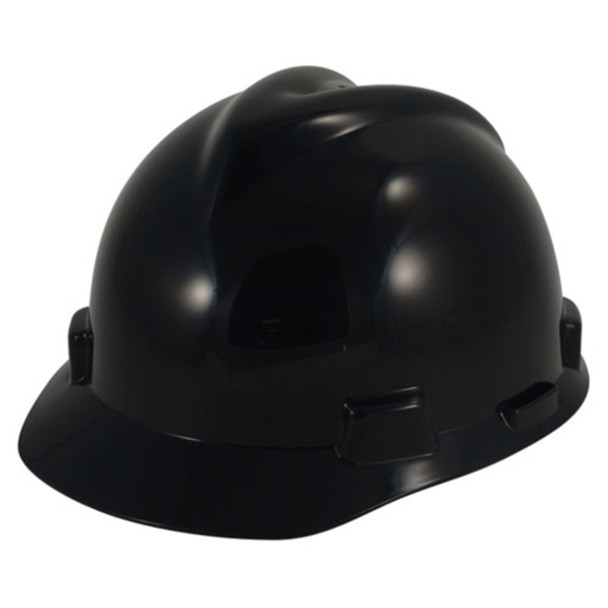 black MSA V-Gard StazOn Slotted Protective Cap
