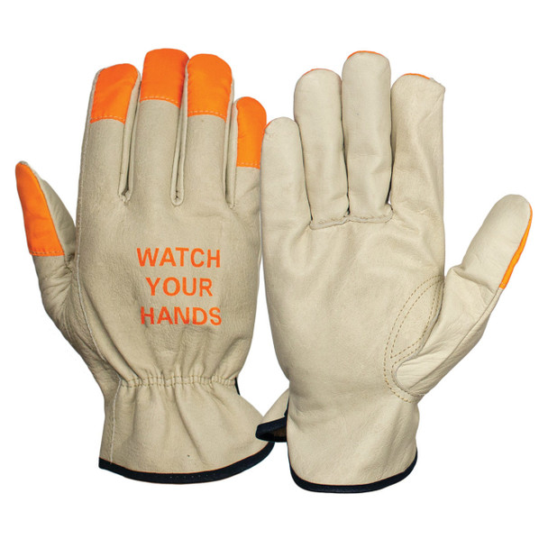 Pyramex GL2003K "Watch Your Hands" Cowhide Leather Driver Gloves - Single Pair