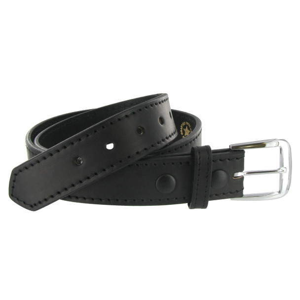 black Boston Men's Leather 1 1/2in Stitched Edge Belt 6582ST