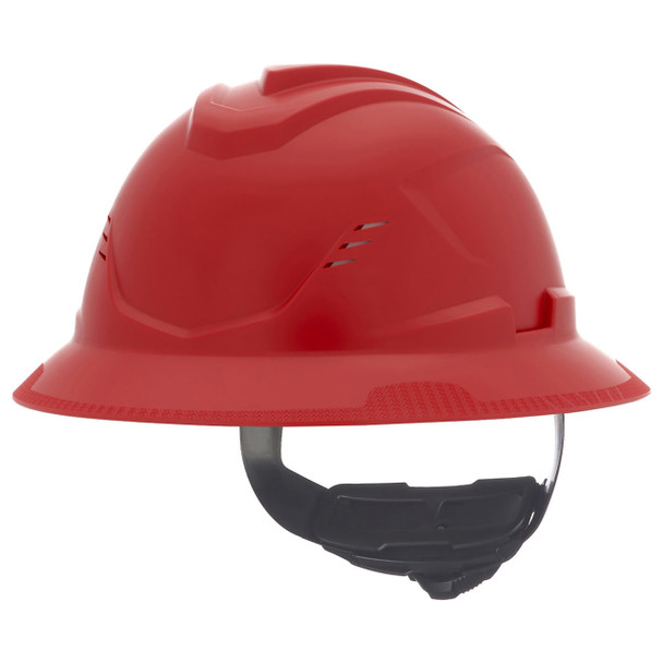 Red MSA V-Gard C1 Full Brim Vented Hard Hat with Fas-Trac III Suspension