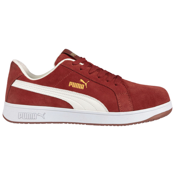 Puma Safety Women's Icon Suede Low Red & White EH Composite Toe Shoes - 640135