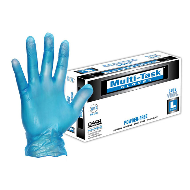 Dash Multi-Task Vinyl Gloves - Blue - 2.4 mil - Box of 100