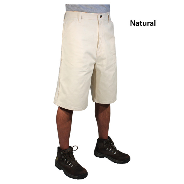 side view natural white rugged blue painters shorts