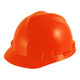 Orange MSA V-Gard Fas-Trac III 4-Point Ratchet Slotted Protective Cap