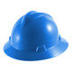 blue MSA V-Gard Full Brim Hard Hat with Fas-Trac III Suspension