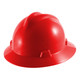 Red MSA V-Gard Full Brim Hard Hat with Fas-Trac III Suspension