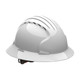 White JSP Evolution Deluxe Full Brim Vented Hard Hat - Wheel Ratchet - 6161V