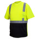 High Vis Lime Green Pyramex Hi-Viz Class 2 Black Bottom T-Shirt - RTS2110B