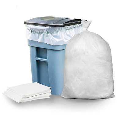 65 Gallon Rollout Trash Bags - Black, 50 Bags - 1.5 Mil