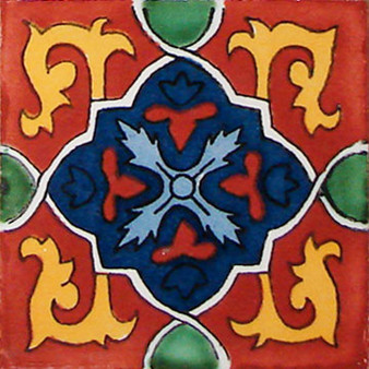 Talavera 4" x 4" Tile - Granada Con Azul