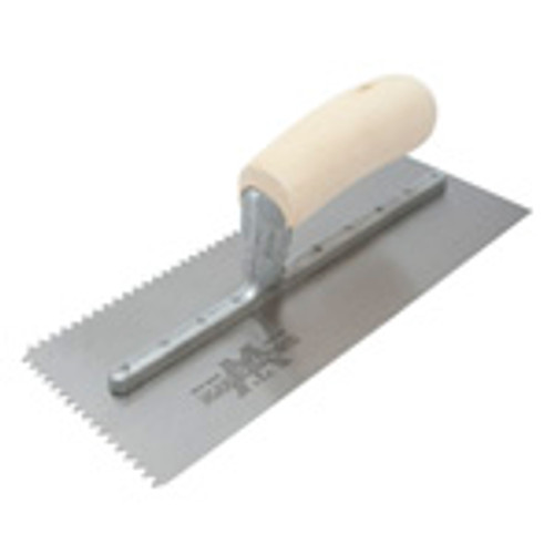 Marshalltown 11" x 4-1/2" V-Notched Trowel - 1/2" x 15/32" - Curved Wood Handle - (770S)
