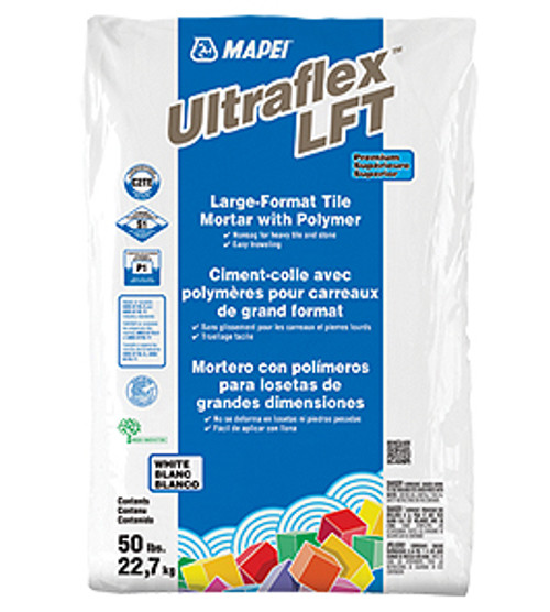 Mapei Ultraflex LFT - Premium, Large-and-Heavy-Tile Mortar with Polymer - White - 50 lbs