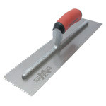 Marshalltown 16" x 4" V-Notched Trowel - 1/4" x 3/16" - Curved DuraSoft Handle - (708SD)