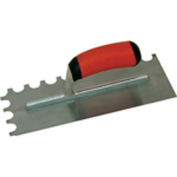 Marshalltown 11" x 4-1/2"  U-Notched Trowel - 1/4" x 3/8" x 1/4" - Soft-Grip Handle - (NT686)