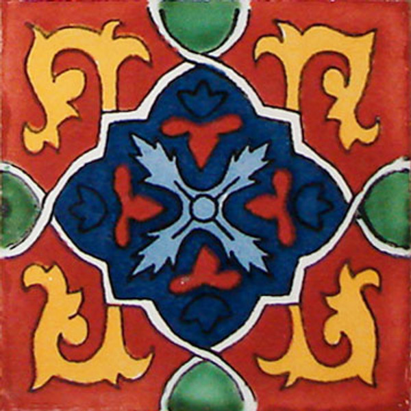 Talavera 4" x 4" Tile - Granada Con Azul