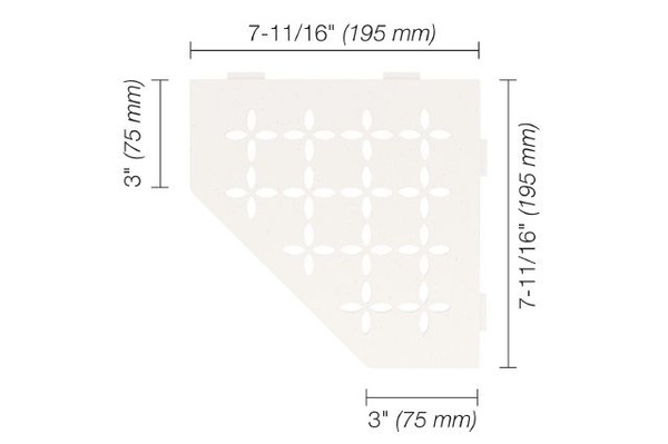 Schluter SHELF-E - Pentagonal Floral Design - Matte White - (SES2D5MBW)